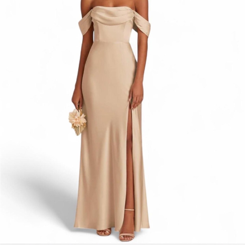 NWT Birdy Grey Gold Mia convertible bridesmaids dress formal gown